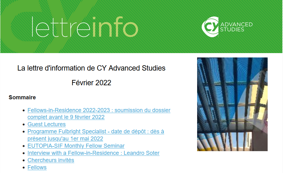 Newsletter CY Advanced Studies février 2022