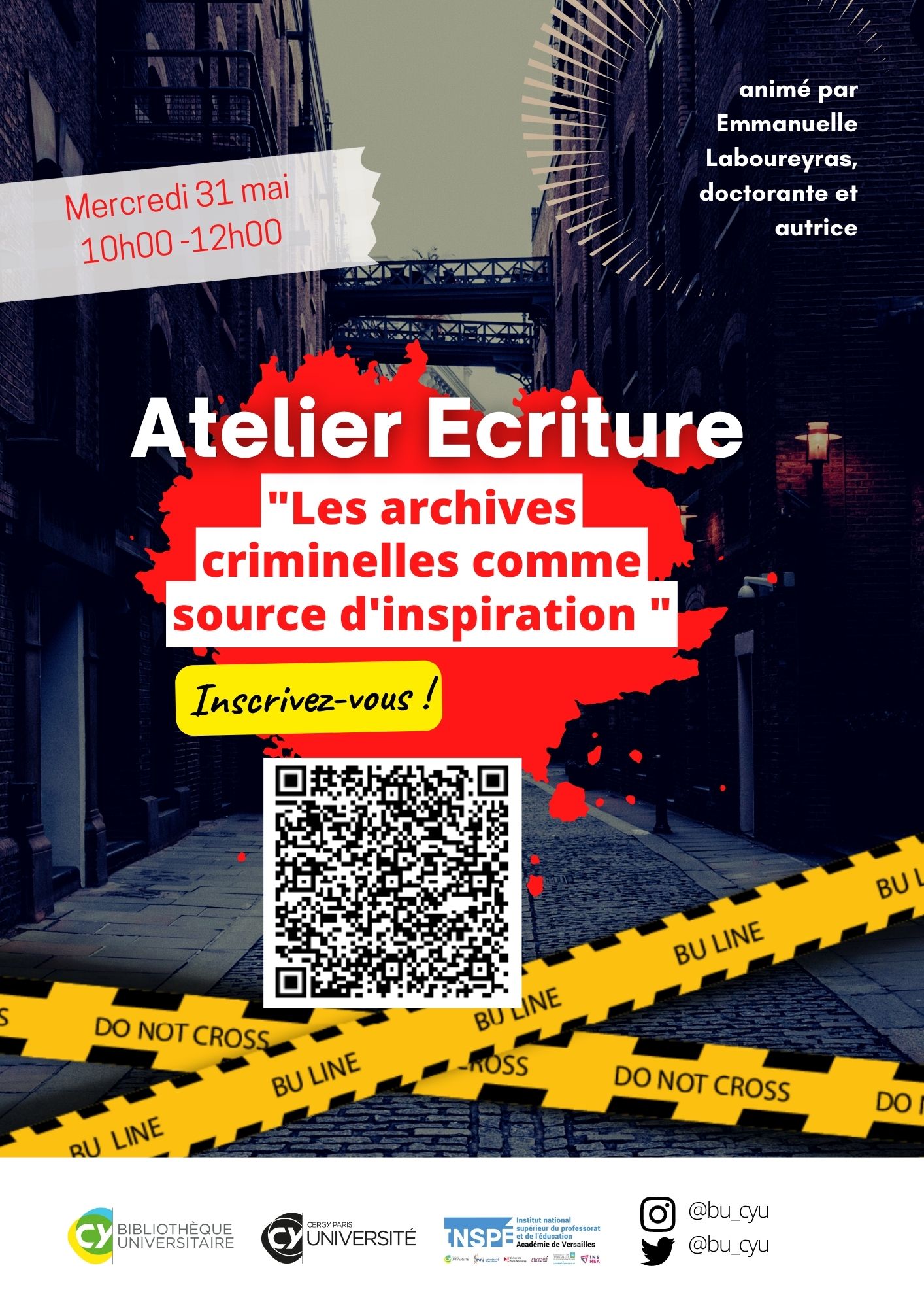 Atelier d'écriture Cycle criminalistique | CY Bibliothèque universitaire